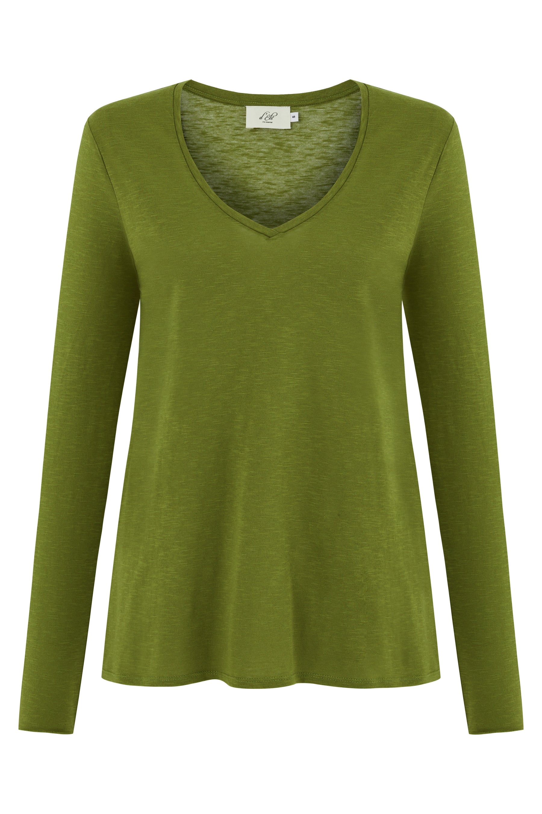 Esterella Women T-Shirt V-Neck Long Sleeve Guacamole