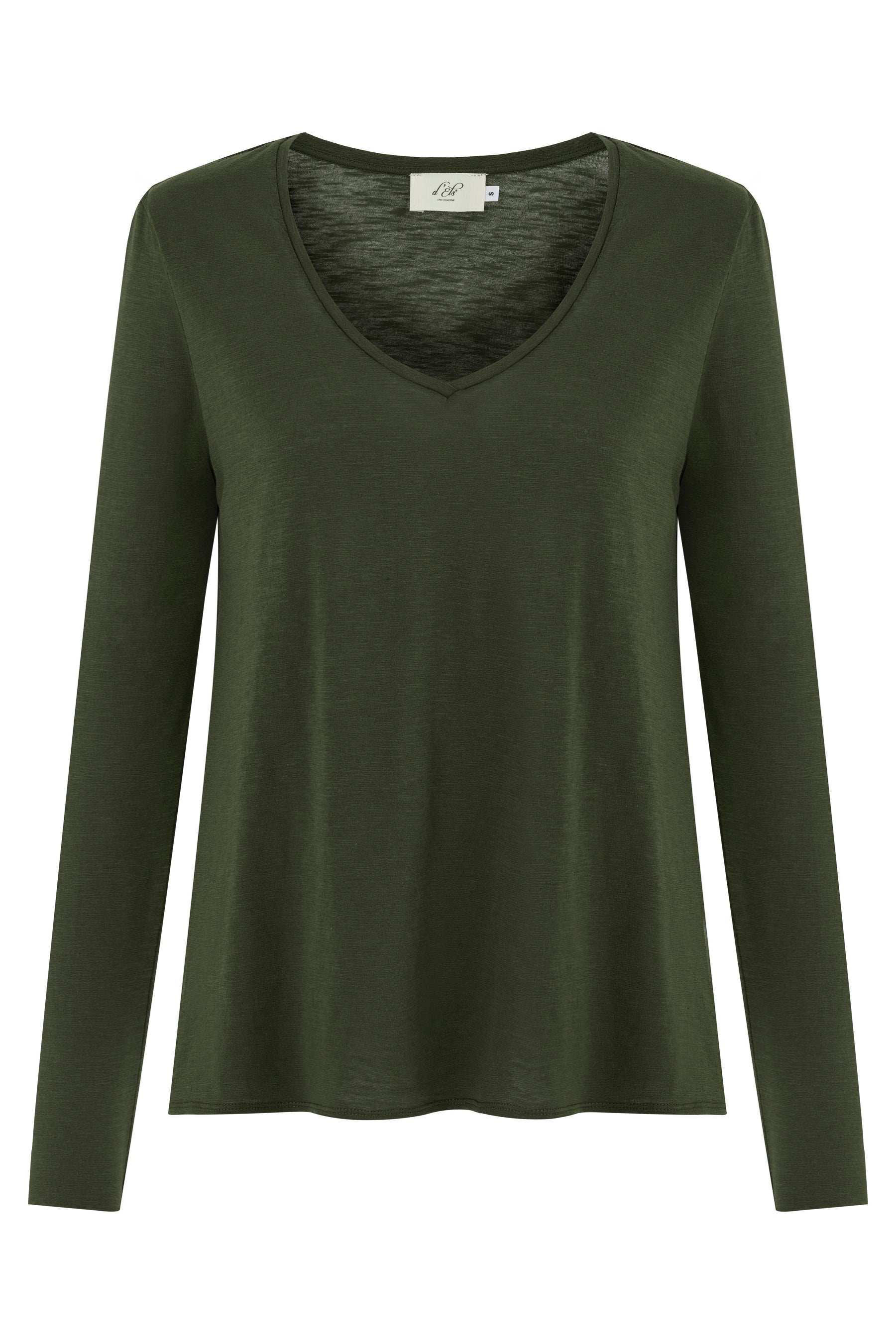 Esterella Women T-Shirt V-Neck Long Sleeve Rifle Green