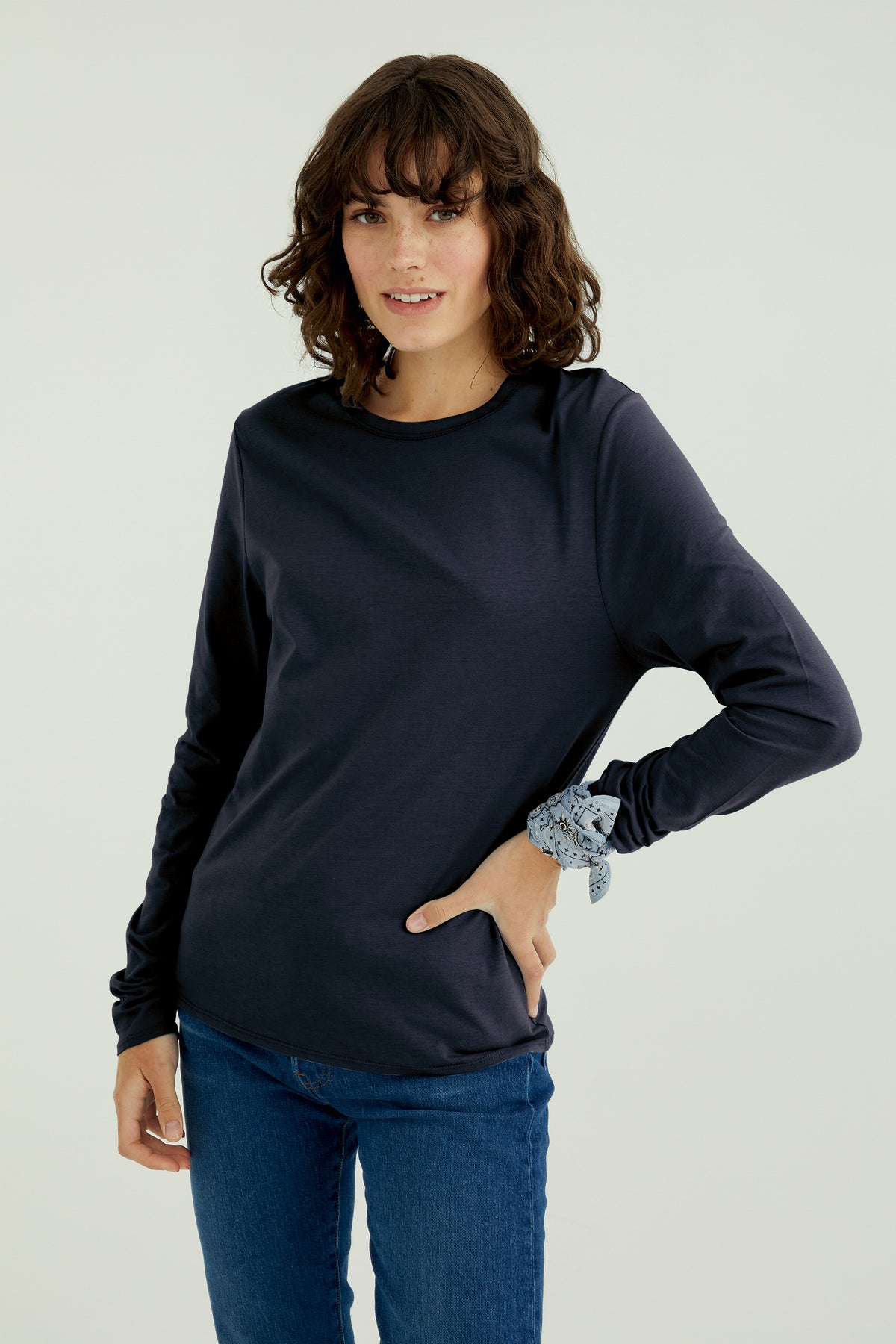 Mira Women T-Shirt Round Neck Long Sleeve Night Sky