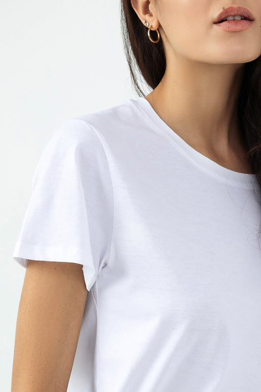 Vivien Women T-Shirt Round Neck Short Sleeve White Single Jersey