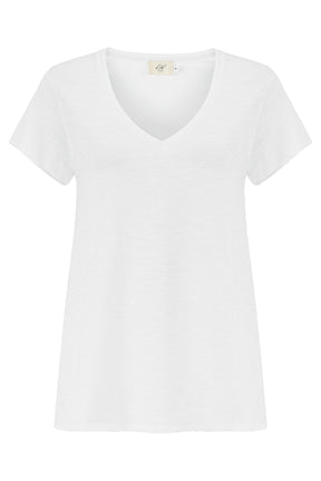 Rebecca Women T-Shirt V-Neck Short Sleeve White