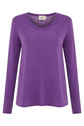 Miriam Women T-Shirt Round Neck Long Sleeve Deep Lavender