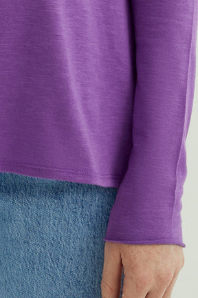 Miriam Women T-Shirt Round Neck Long Sleeve Deep Lavender